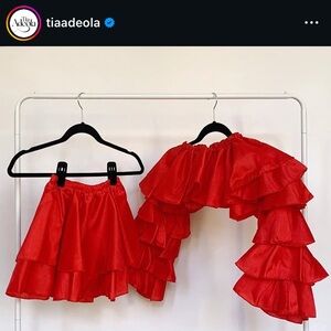 Red Ruffled Women's Set
